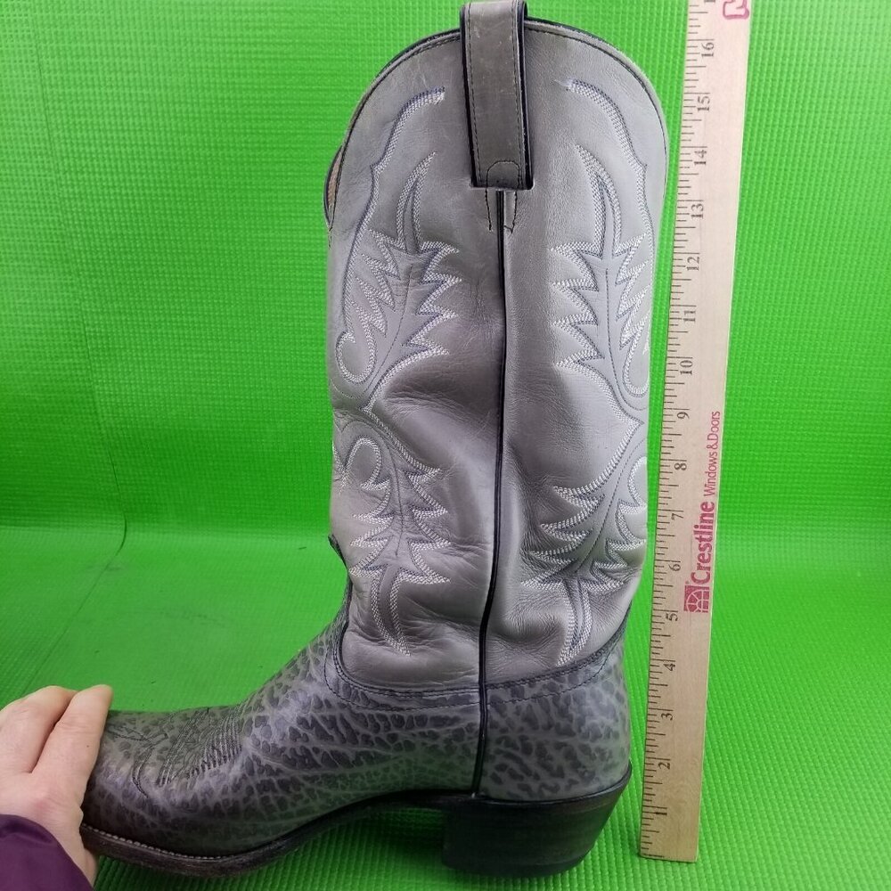 ✅ Mens 11.5 VTG Abilene Pointed Toe Western Cowboy Boots Gray Leather USA **READ - Picture 9 of 13